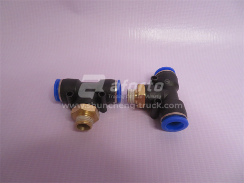 Фитинг воздушный тройник резьба=02=1/4=12mm под трубку Ф12 (металл+пластик) LPB