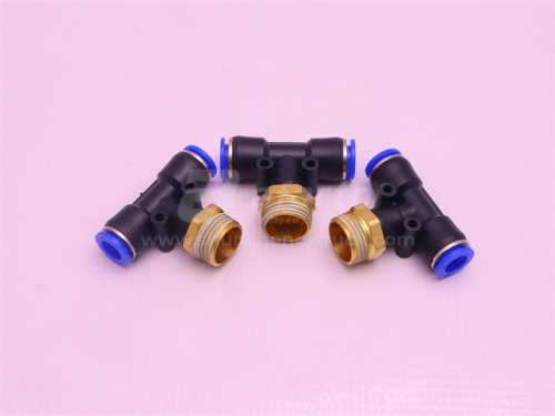 Фитинг воздушный тройник резьба=04=1/2=20mm под трубку Ф10 (металл+пластик) LPB