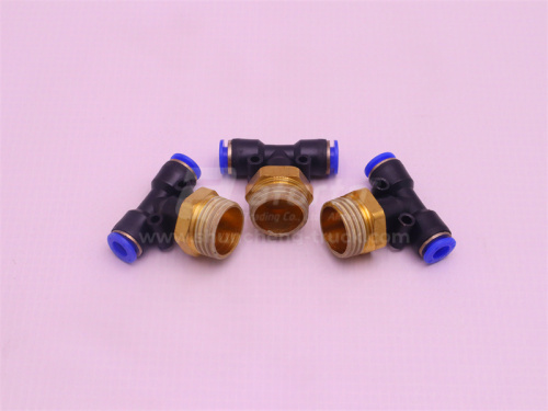 Фитинг воздушный тройник резьба=04=1/2=20mm под трубку Ф6 (металл+пластик) LPB