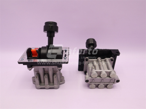 Клапан подъёма кузова воздушный с замедлителем 6 отв.  (для насоса QINGZHUAN)