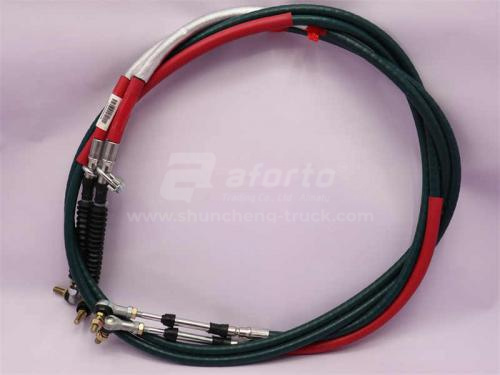 Трос переключения передач КПП HOWO 2010 3,3 м красный (оригинал)