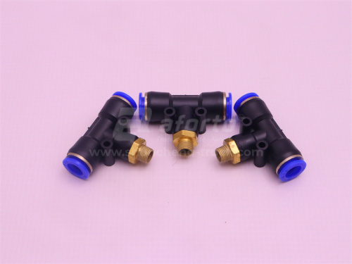 Фитинг воздушный тройник резьба=01=1/8=10mm под трубку Ф10 (металл+пластик) LPB