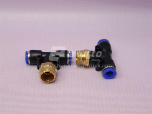 Фитинг воздушный тройник резьба=03=3/8=16mm под трубку Ф8 (металл+пластик) LPB