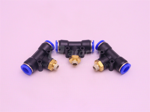 Фитинг воздушный тройник резьба=01=1/8=10mm под трубку Ф12 (металл+пластик) LPB