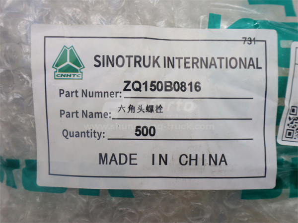 Болт 8*16*1.25 крышка ступицы передней HOWO TX VGD95  (оригинал)