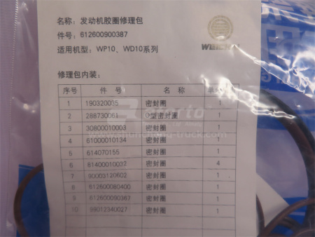 Ремкомплект системы охлаждения двигателя WD615/D10/WP10 Euro II (оригинал)