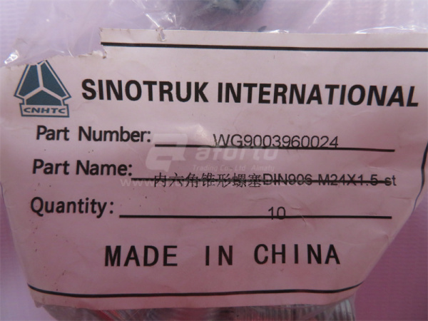 Пробка 24*15*1.5 резьбовая на мост AC16 (оригинал)