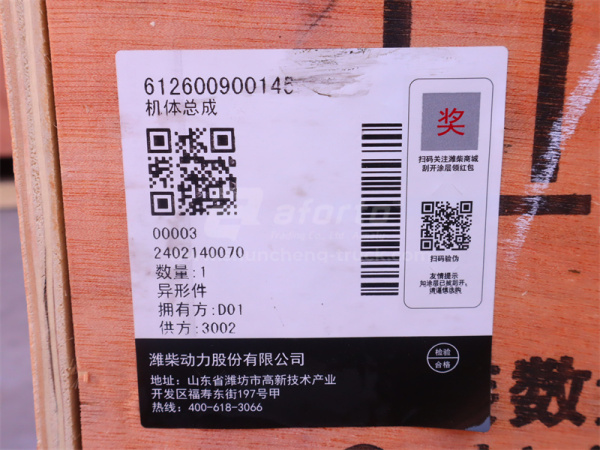 Блок двигателя WD618 Euro II (2 клапана на цилиндр) (оригинал)