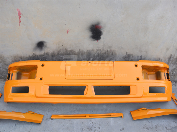 Бампер SHAANXI F2000 цельный металлический желтый (хорошее качество)