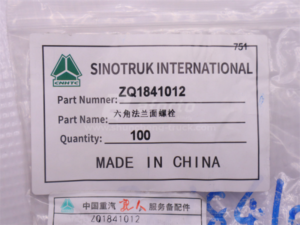 Болт с шляпкой 10*12*1.5 кронштейн тормозных колодок передней HOWO TX VGD95 передний мост(оригинал)